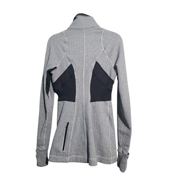 Lululemon Full Tilt Half-Zip Pullover Gray Herringbone Size 2 Luon Reflective - Picture 2 of 4